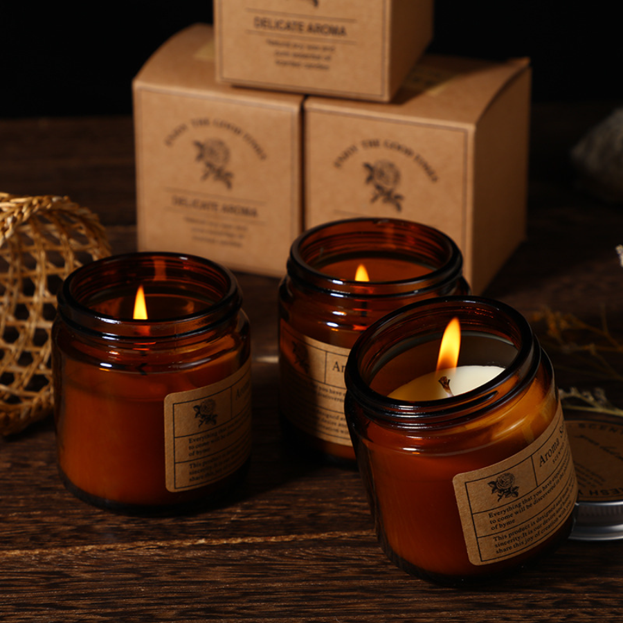 Candle Supplies Glass Jars - 1pc Brown Glass Cup Aromatherapy Candle
