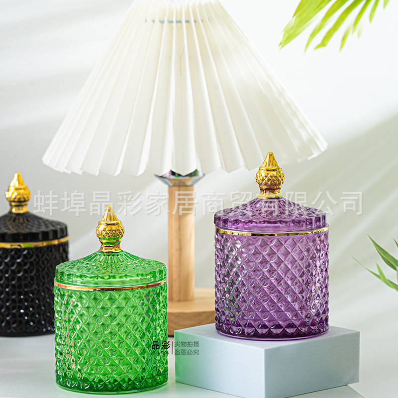 Stained Glass Storage Jar with - Candle Supplies Glass Jars บทวิจารณ์และราคา