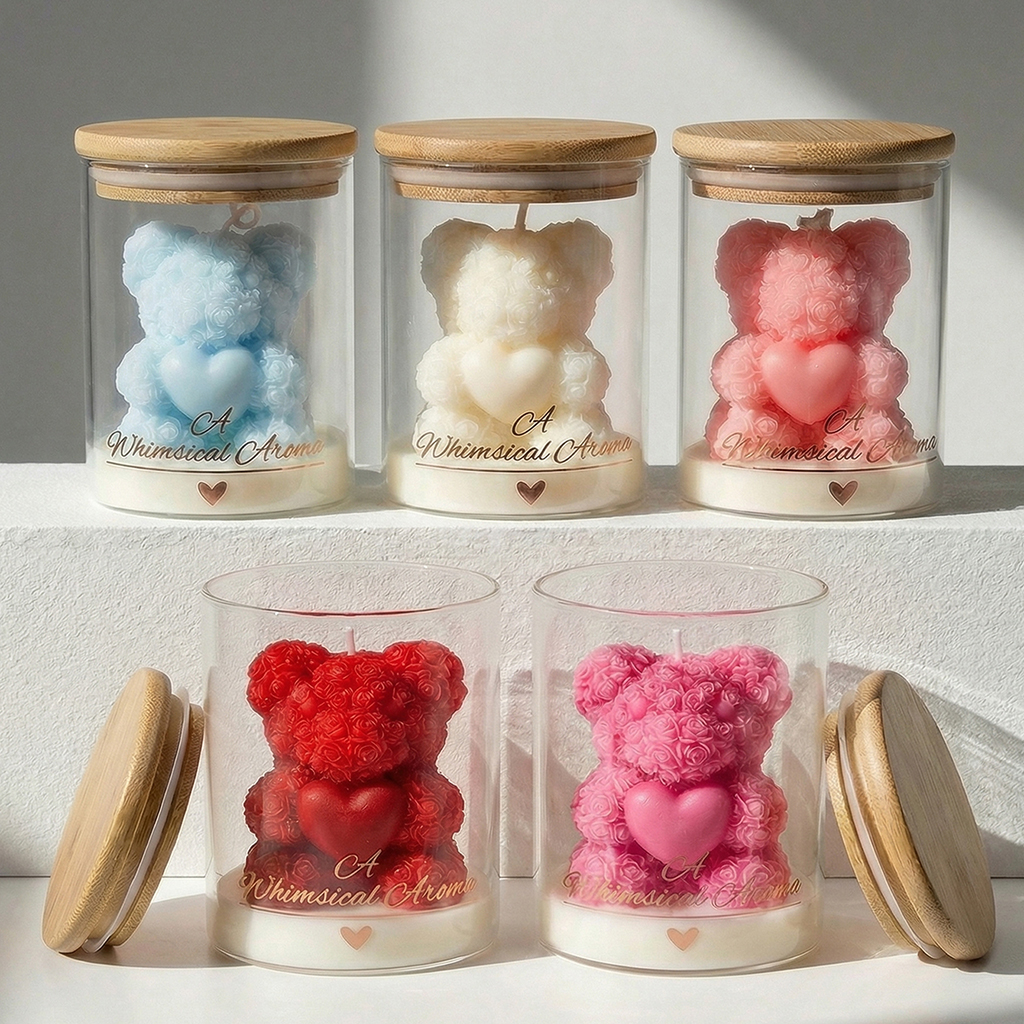 Rose Bear Candle Soy Wax Glass - Candle Supplies Glass Jars บทวิจารณ์และราคา