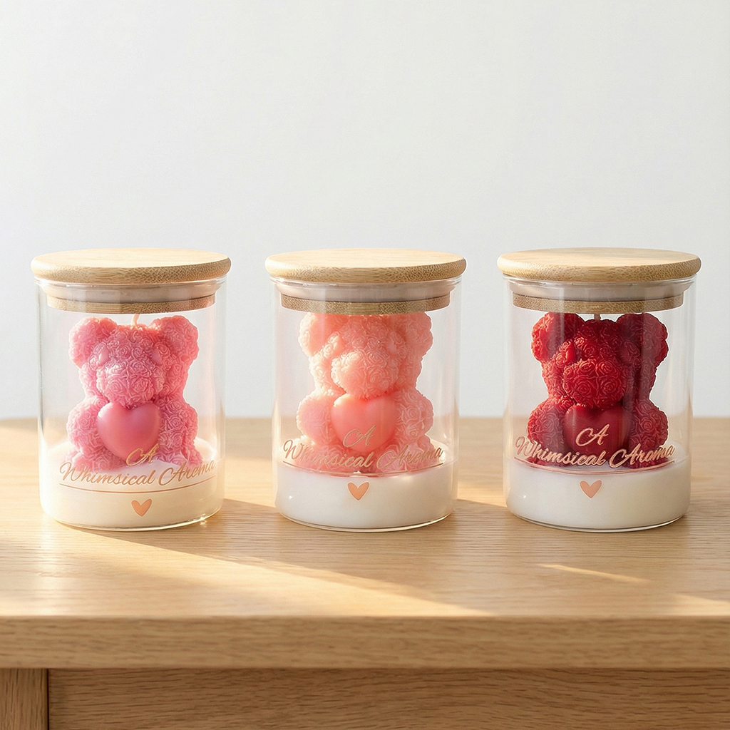 Rose Bear Candle Soy Wax Glass - Candle Supplies Glass Jars บทวิจารณ์และราคา