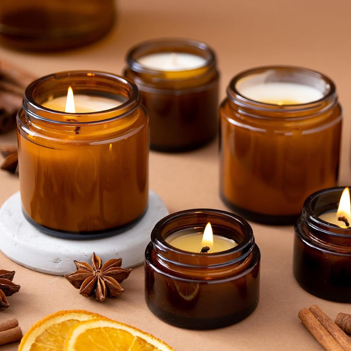 Glass Candle Jars, 4oz Amber R - Candle Supplies Glass Jars บทวิจารณ์และราคา