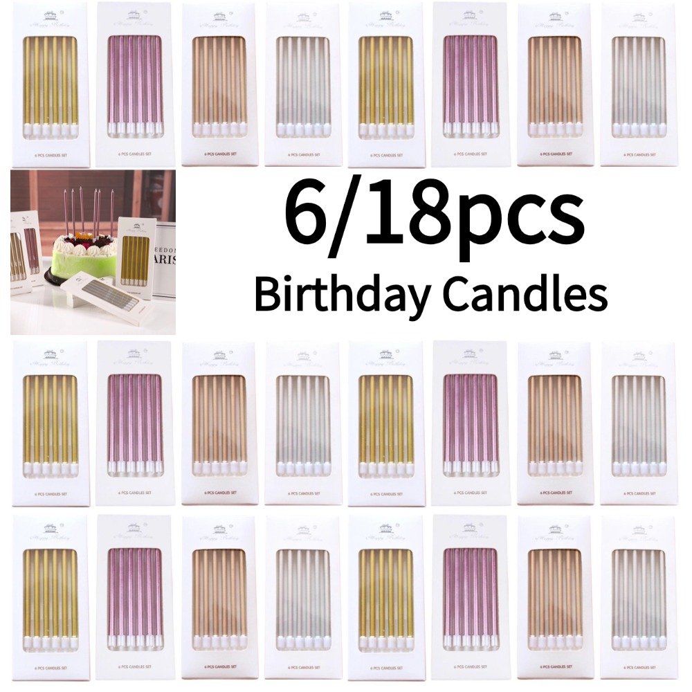 6/18pcs Metal Gold Silver Birt - Candle Supply บทวิจารณ์และราคา