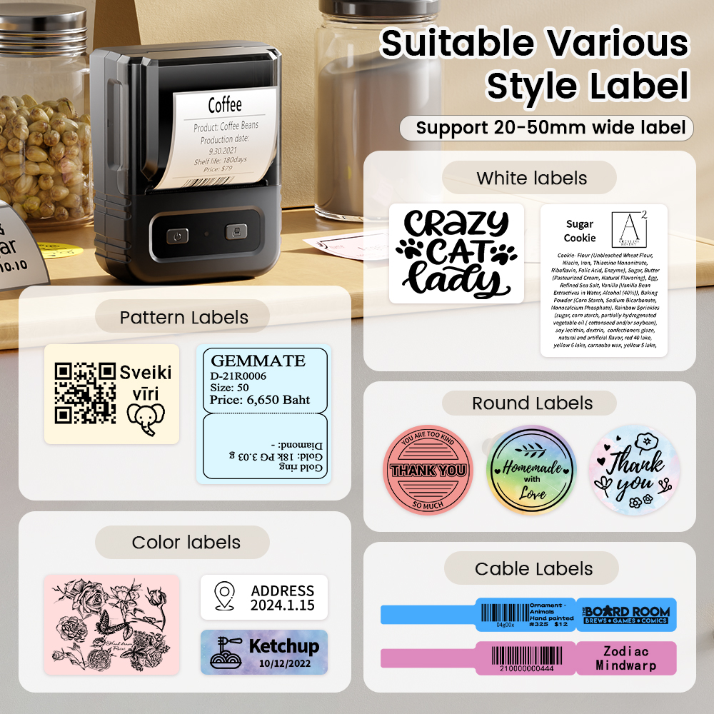 Mini Label Printer 20-50mm Shi - Sticker Label Template บทวิจารณ์และราคา