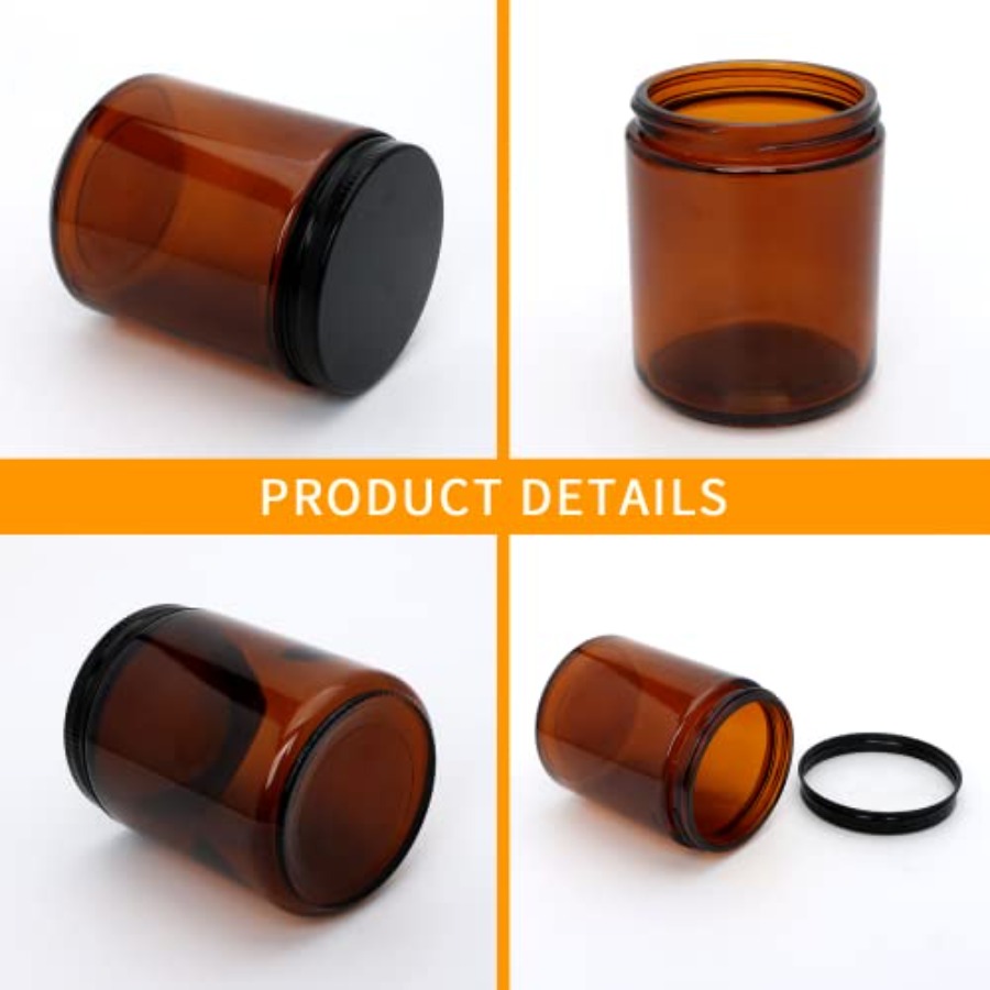 8oz Amber Candle Jars Set of 3 - Candle Supplies Glass Jars บทวิจารณ์และราคา