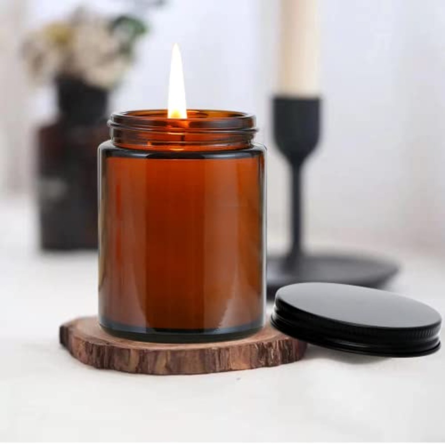 8oz Amber Candle Jars Set of 3 - Candle Supplies Glass Jars บทวิจารณ์และราคา