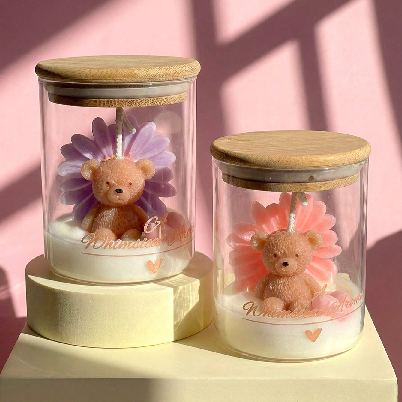 Teddy Bear Flower Candle in Gl - Candle Supplies Glass Jars บทวิจารณ์และราคา