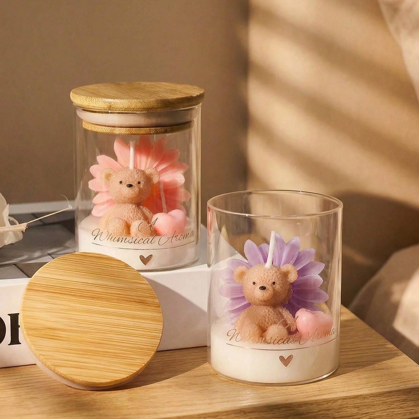 Teddy Bear Flower Candle in Gl - Candle Supplies Glass Jars บทวิจารณ์และราคา