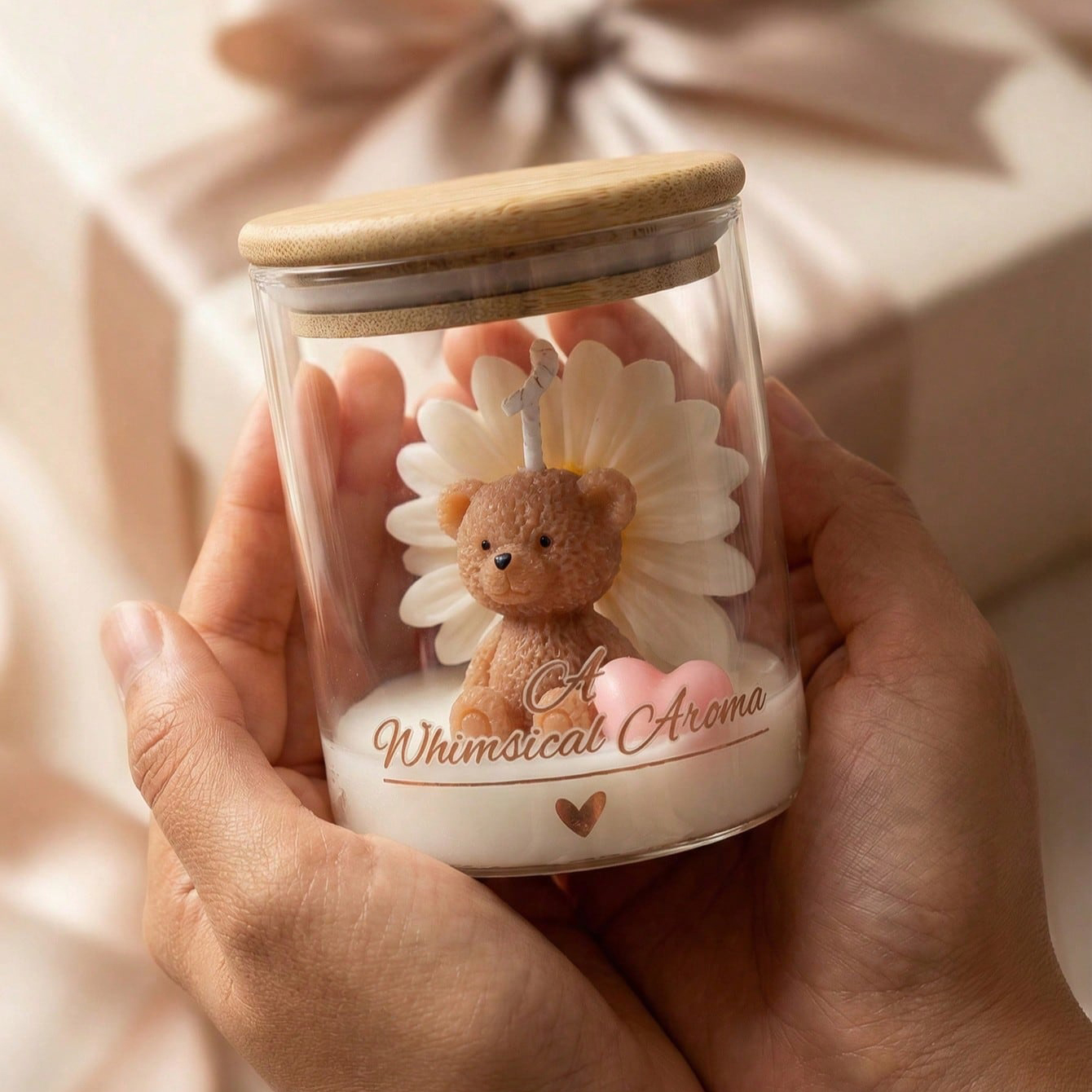 Teddy Bear Flower Candle in Gl - Candle Supplies Glass Jars บทวิจารณ์และราคา